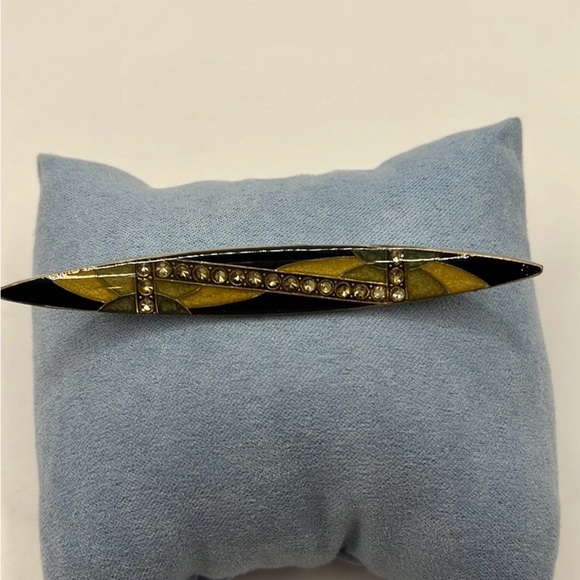 Vintage Pierre Bex France Art Deco Style and  rhinestone brooch Trombone Closure - Picture 1 of 9